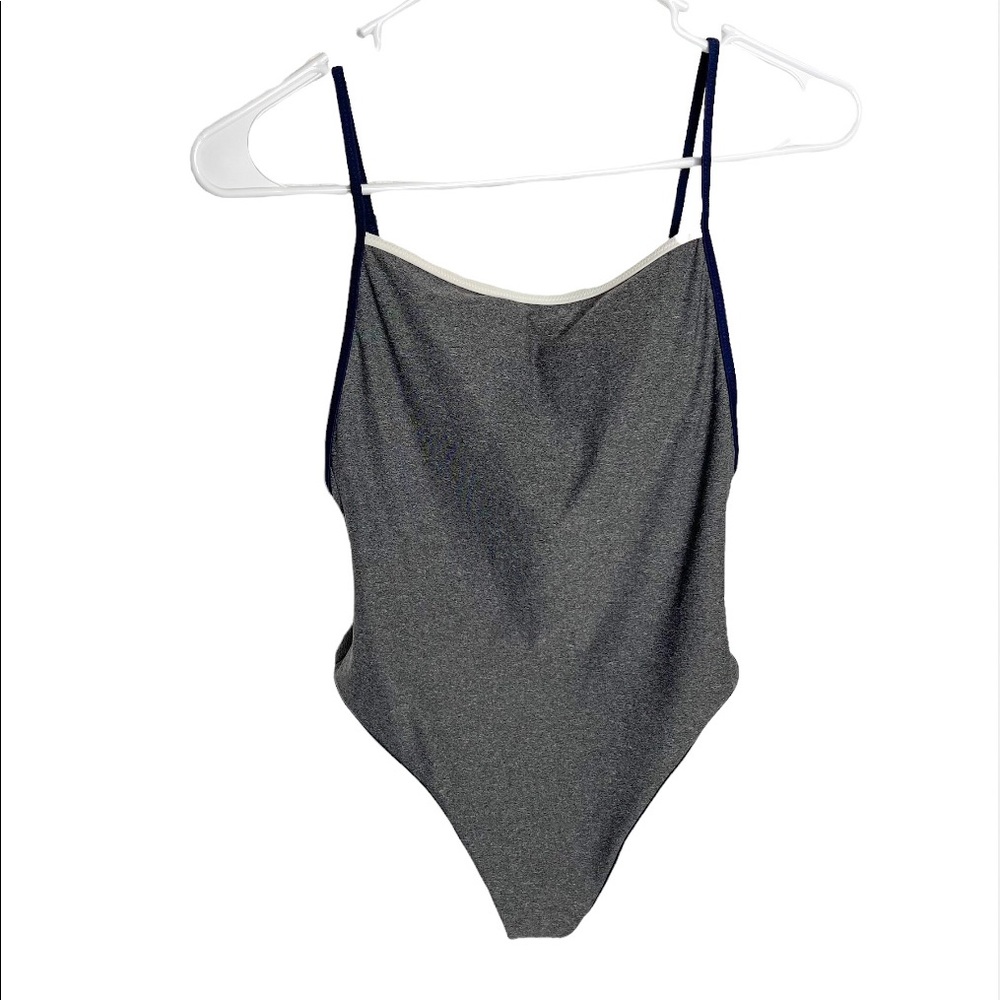 Aerie High-Cut Grey One Piece Bathing Suit Size Small